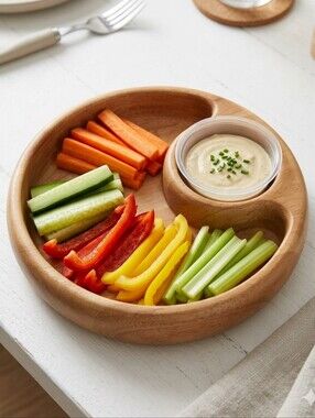 Crate&Barrel Vintage Chip & Dip Wood Server